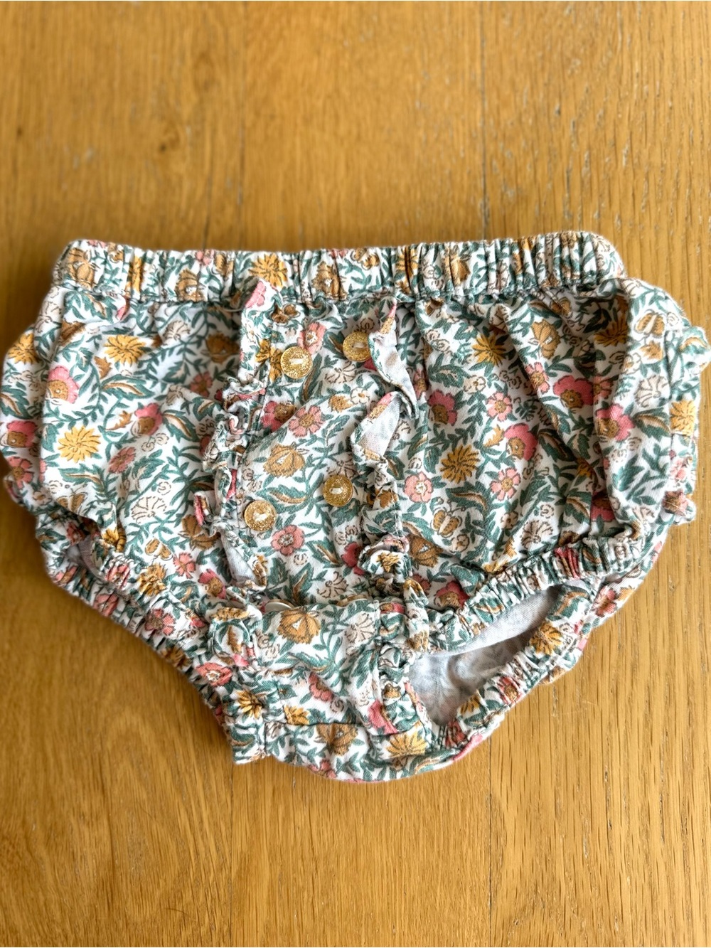 NWOT Floral Ruffle Diaper Cover Bloomers - Pink, Green & Yellow